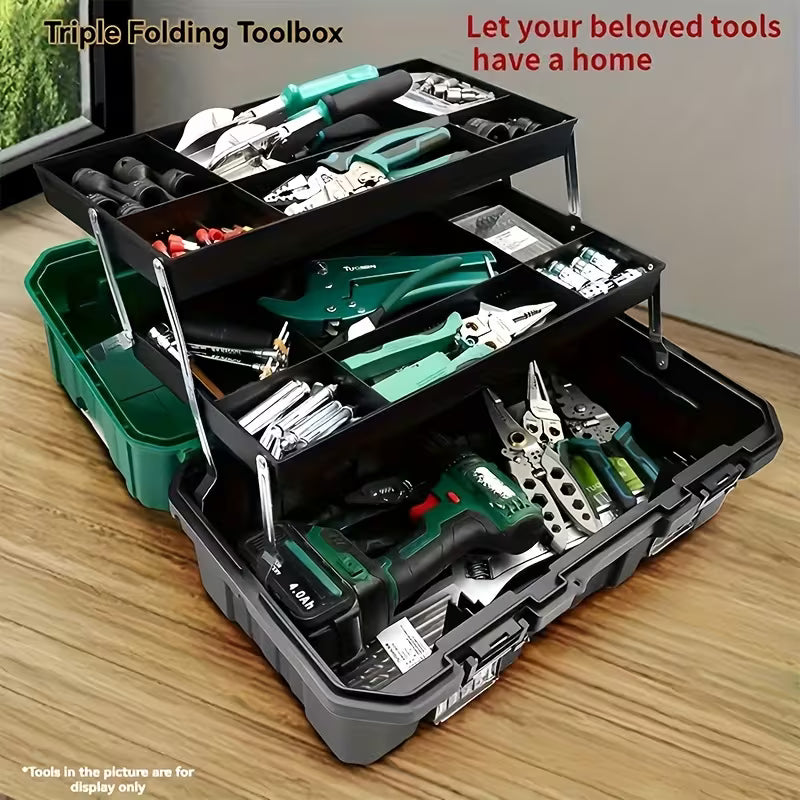 Large Plastic Tool Box Organizer | Multi-Layer Portable Storage Box for Tools & Small Parts