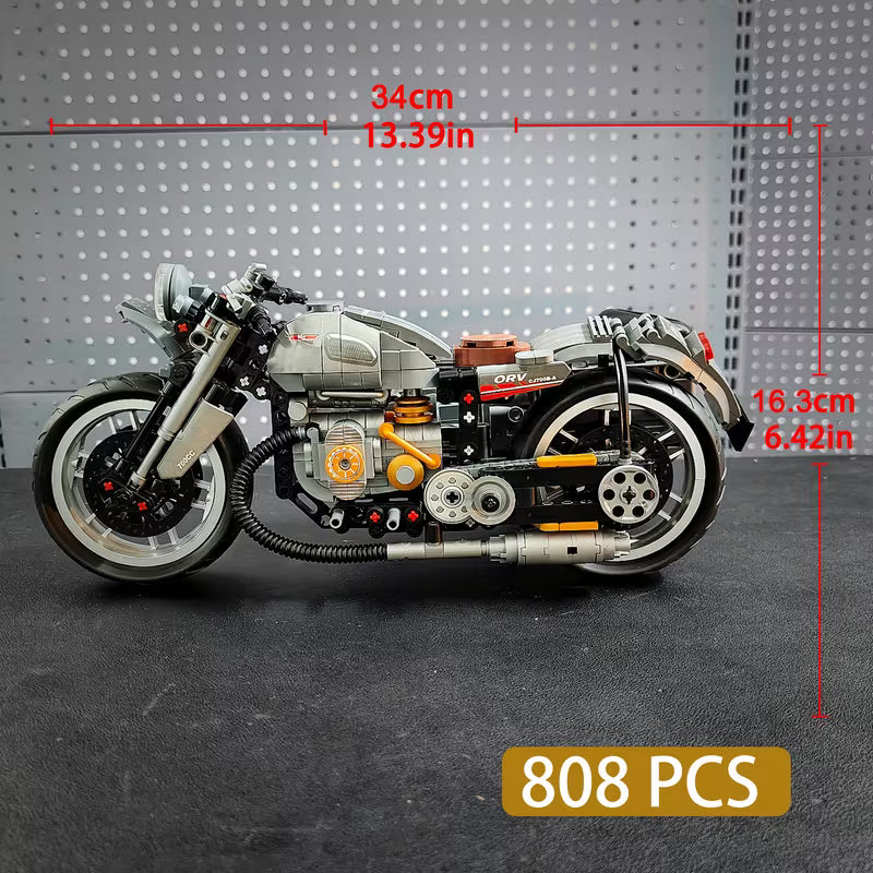 Retro Three-Wheel Motorcycle Building Blocks