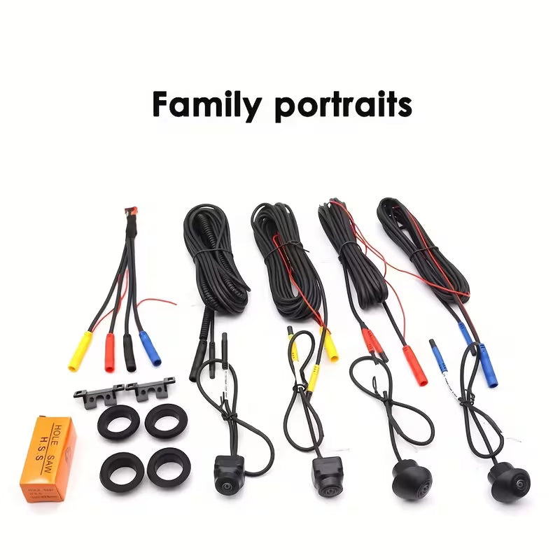 1 Set [Panoramic View] Car Camera 360°Surround Bird View Car Camera Panoramic Left Right Front Rear 4-way Camera for Car Android Player AHD1080P HD Night Vision Camera