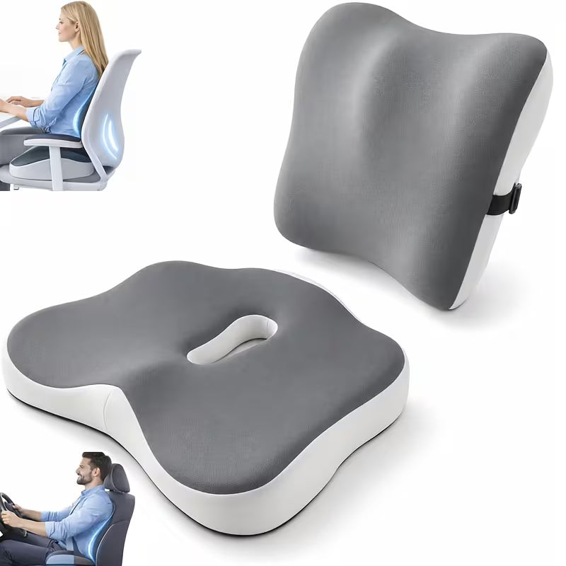 2pcs Lumbar Support Pillow Car Seat Cushion Backrest Set