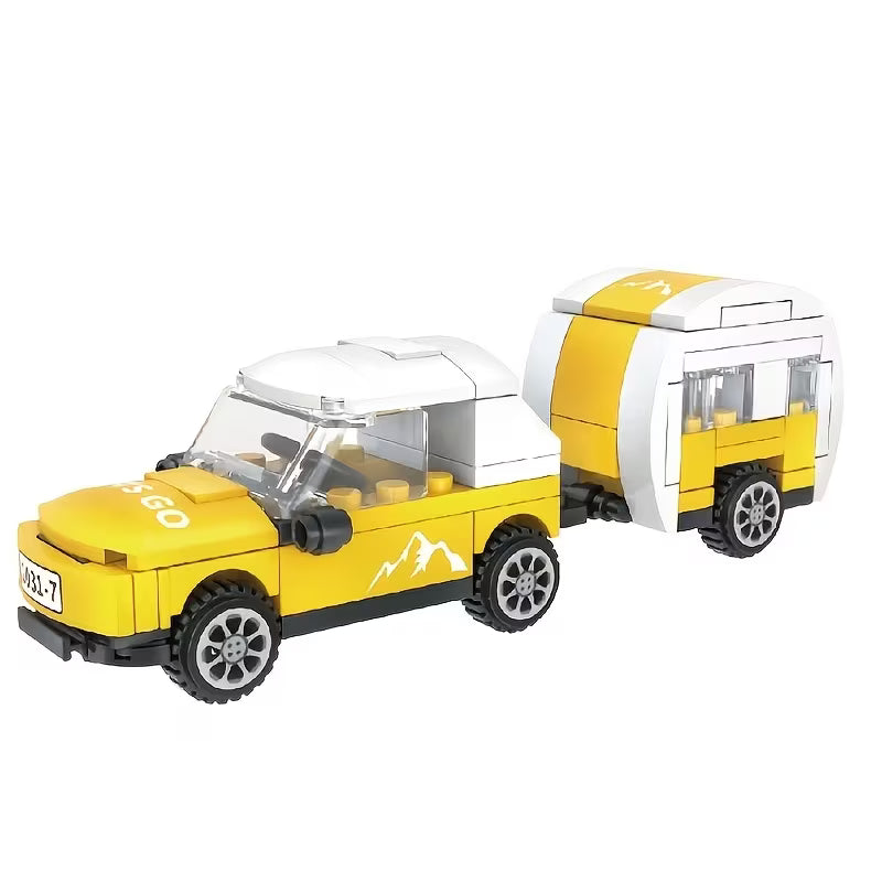 8pcs City Transportation Building Blocks Set, Including Sliding Cars And City-Themed Vehicles, Create Your Own Cool And Unique Toy Cars,