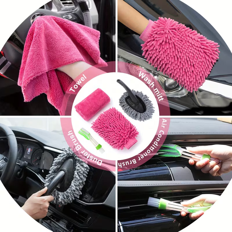 FCLUSLL 41pcs Car Cleaning And Washing Kit, Internal Detail Cleaning Kit, Equipped with High-power Handheld Vacuum Cleaner,