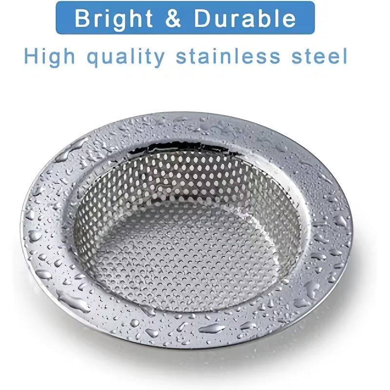 2-Pack Sink Filter for Most Sink Drains, Stainless Steel Mesh Drain Covers, Wide-Rim Fine Mesh, Durable & Rustproof
