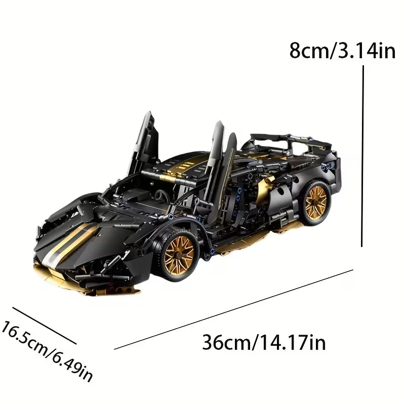 1305Pcs 1:14 Black Gold Sports Car Building Set