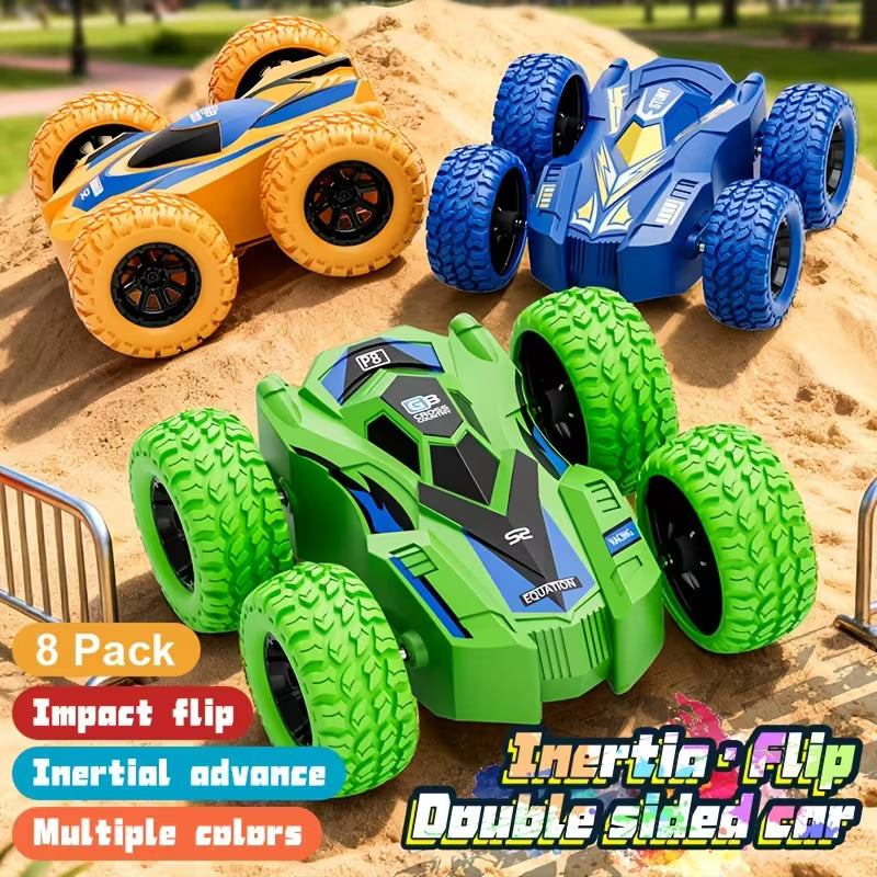 8pcs 360° Rotating Stunt Cars, Friction Powered Toy Cars
