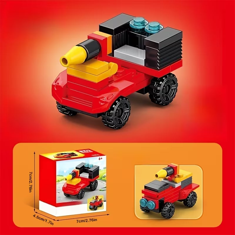 10pcs Red Fire Truck Building Blocks Set, Car Model Bricks Kit, Perfect Gift for Youngsters