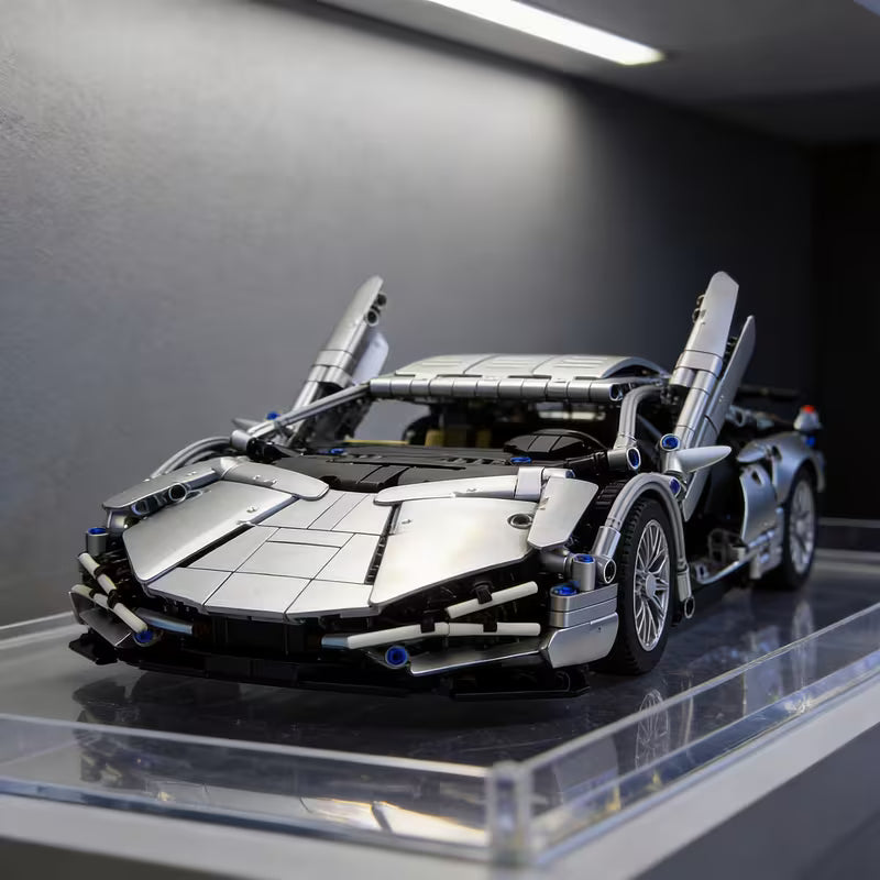 925PCS Classic Retro Silver Sports Car Building Blocks