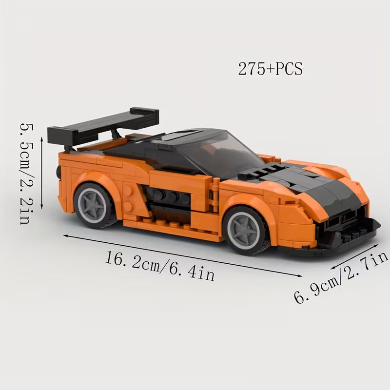 276pcs Orange Assemble Classic Car Model Building Blocks, Speed Super Vehicle Racer Bricks, Christmas Thanksgiving Day Gift Toy