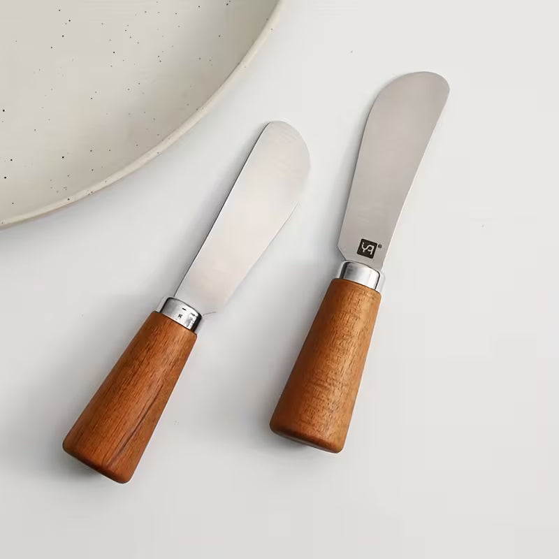1pc Stainless Steel Wooden Handle Multifunctional Butter Knife, Spreading Cream, Cheese, Jam & Peanut Butter