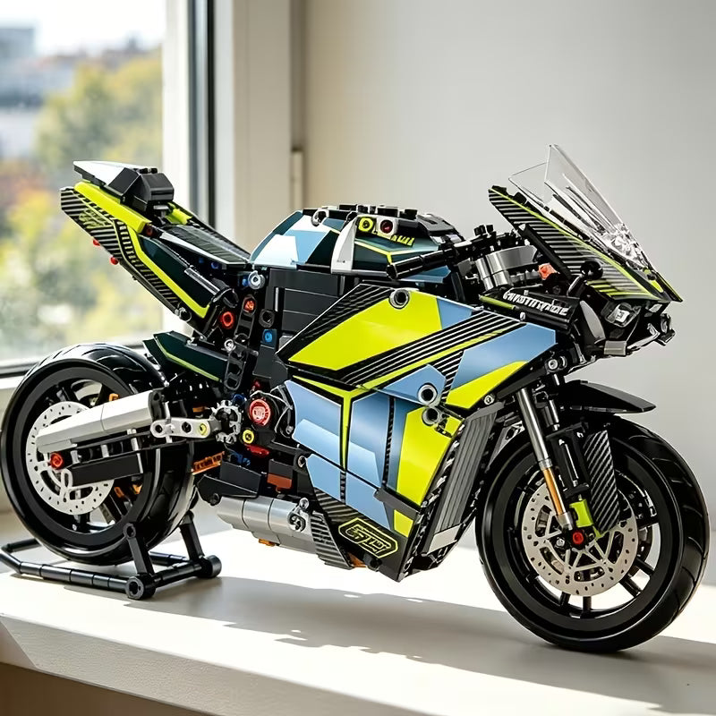 New Motorcycle Building Blocks, Mechanical Style Assembly Model, Cool Desktop Ornament, Birthday Gift for Boys/Youngsters