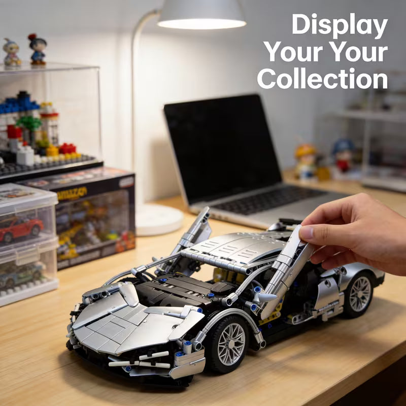 925PCS Classic Retro Silver Sports Car Building Blocks