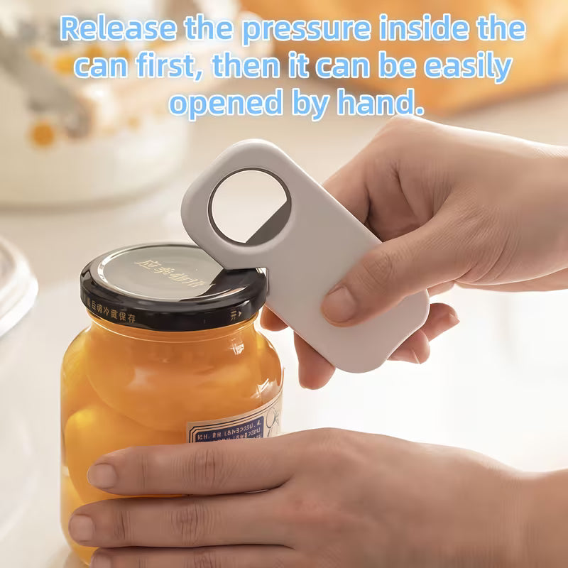 Stainless Steel Bottle Opener, 3-in-1 Can & Jar Opener, Easy Grip Lid Remover, Durable Kitchen Tool