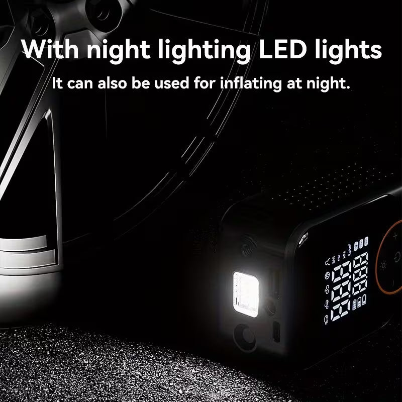 Portable Car Air Compressor Inflator, Handheld Air Pump with LED Light, Wireless Digital Display