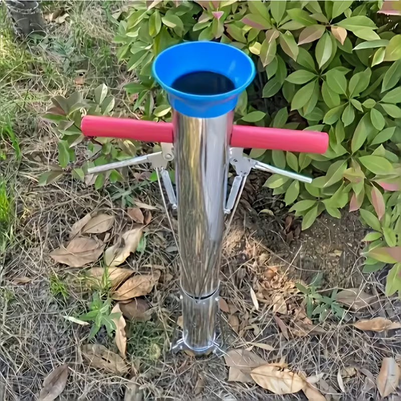 1pc Modern Stainless Steel Garden Transplanting Tool, Long Handle Bulb Planter, Multi-Functional Vegetable Seedling Planter