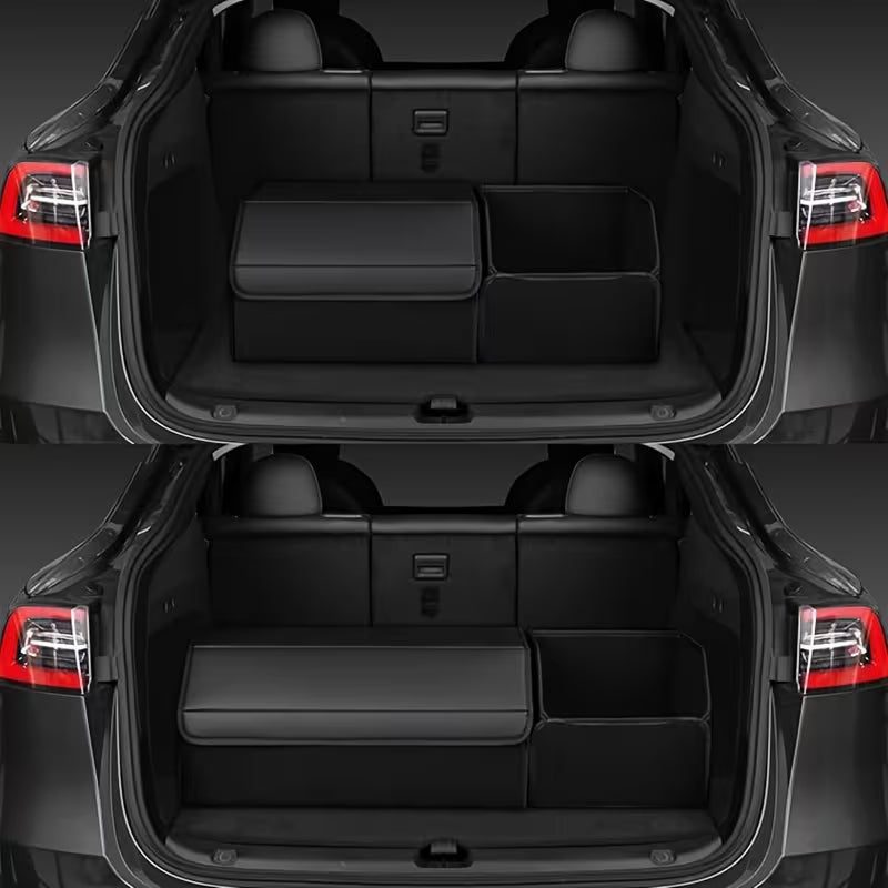 2pcs Car Trunk Organizer Set, Faux Leather Storage Bins, Extra Large Size, Lid Included