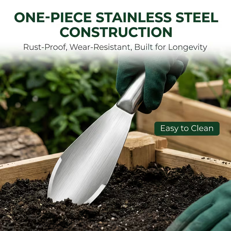 304 Stainless Steel Gardening Shovel, Pointed/Flat Blade, Rust-Resistant, Easy to Clean, Multi-Functional Garden Hand Shovel