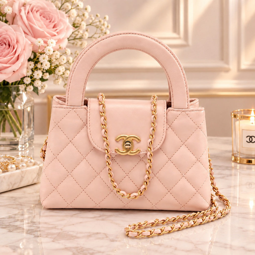 Chanel Kelly Nano Pink Quilted Leather Shopper Bag