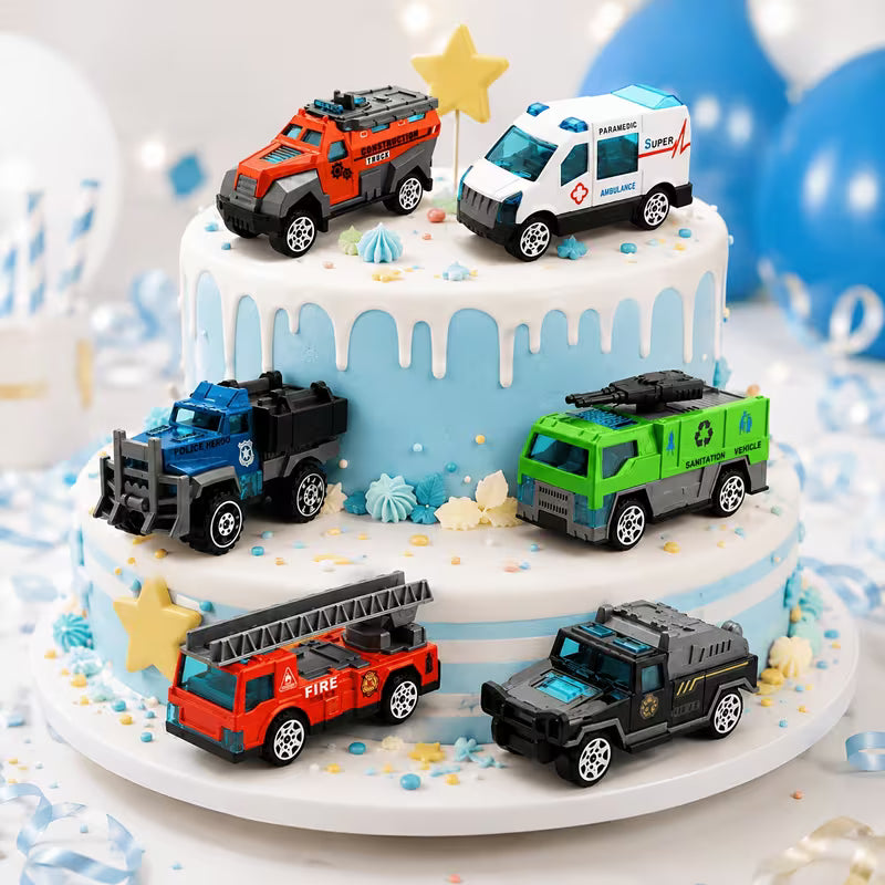 Mini Alloy Engineering and Rescue Vehicle Toy Set, Fire Truck, Ambulance and Off-Road Cars