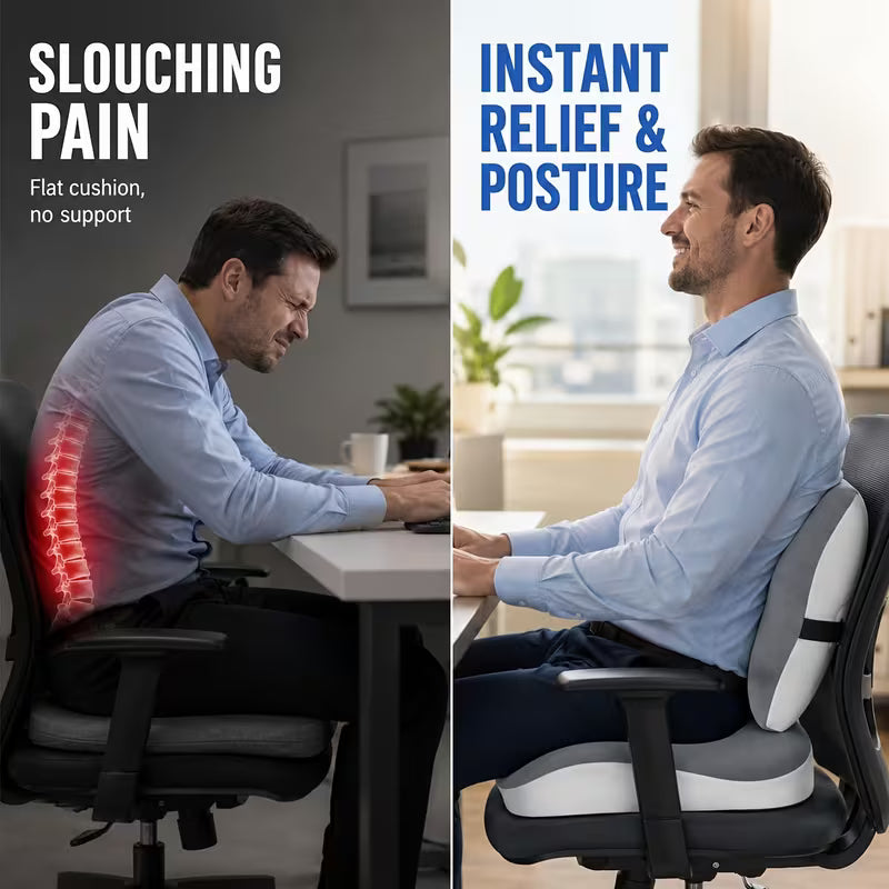 2pcs Lumbar Support Pillow Car Seat Cushion Backrest Set