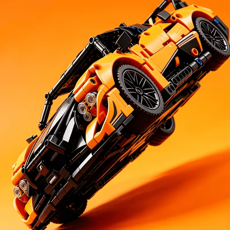 1 Model Building Compatible for STEM Toy - Orange & Black Convertible Supercar Set with Layered Detachable Body, Mechanical Building System Suitable for,, Collectors, Gifts