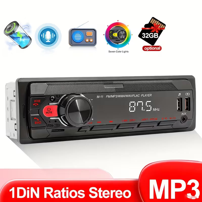 B-T Car Stereo | 5.1] B-T Single Din Car Stereo | 5.1 Multimedia Audio Receiver, Push to Talk, Hands-Free Call,