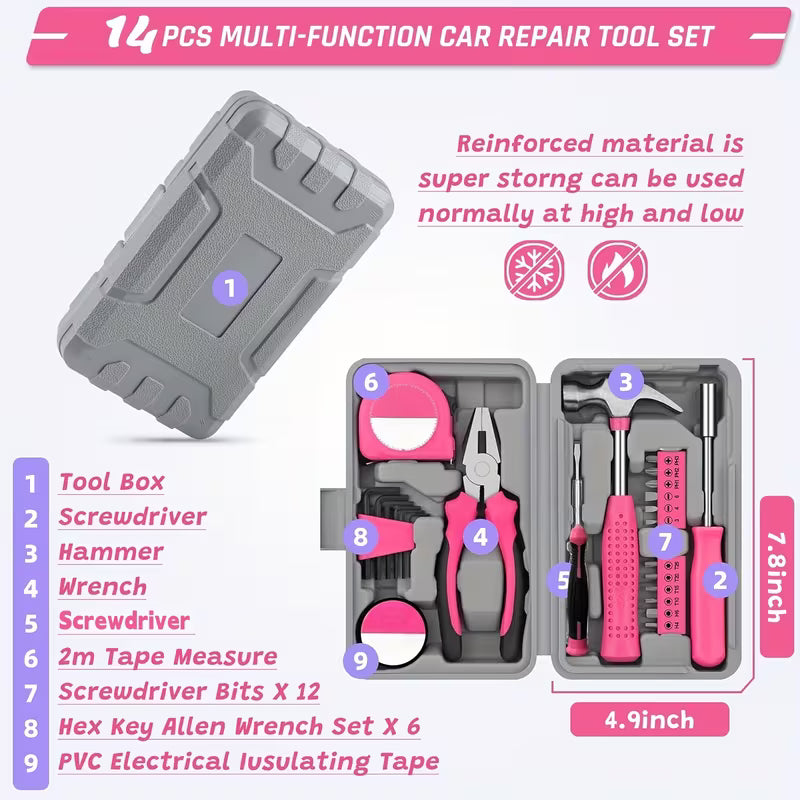 298pcs Roadside Car Repair Kits, Vehicle Repair Kits, Comprehensive Car Emergency Kits, Without Battery
