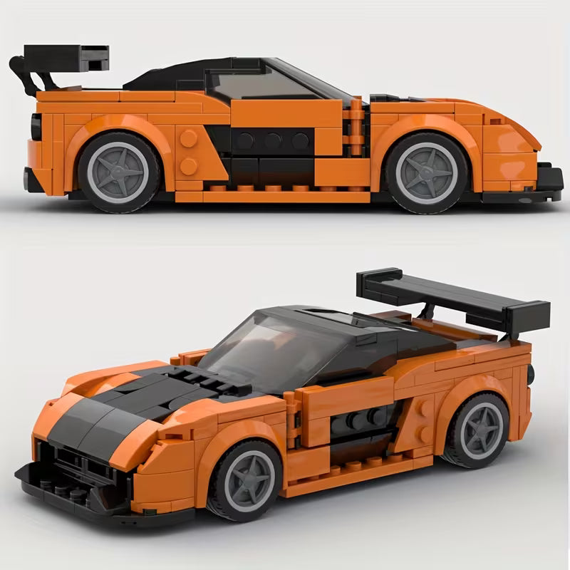 276pcs Orange Assemble Classic Car Model Building Blocks, Speed Super Vehicle Racer Bricks, Christmas Thanksgiving Day Gift Toy