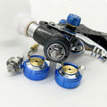 Professional Mini HVLP Spray Gun - 0.8mm & 1.0mm Nozzles - 250ml Plastic Cup - Gravity Feed with Filter & Air Regulator Kit