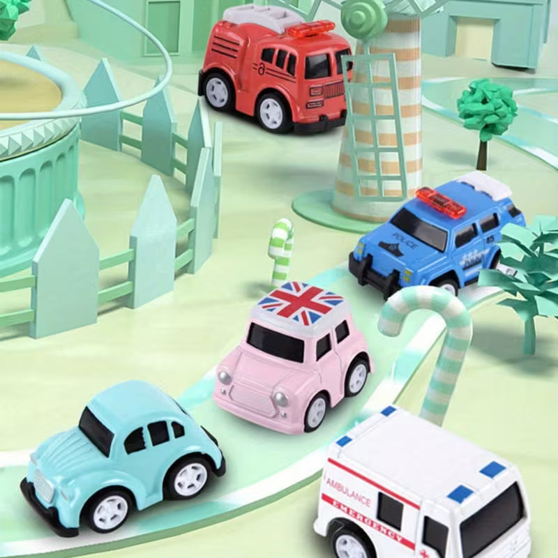12pcs/Set Classic Car Toy Simulation Alloy Cartoon Car Toy Model Educational Toy for Kids Boys