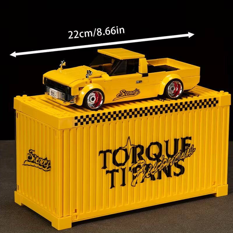 Matching Container Shaped Display Box Storage Box Vintage Building Blocks American Pickup Truck Building Blocks Assembly Men's Gift
