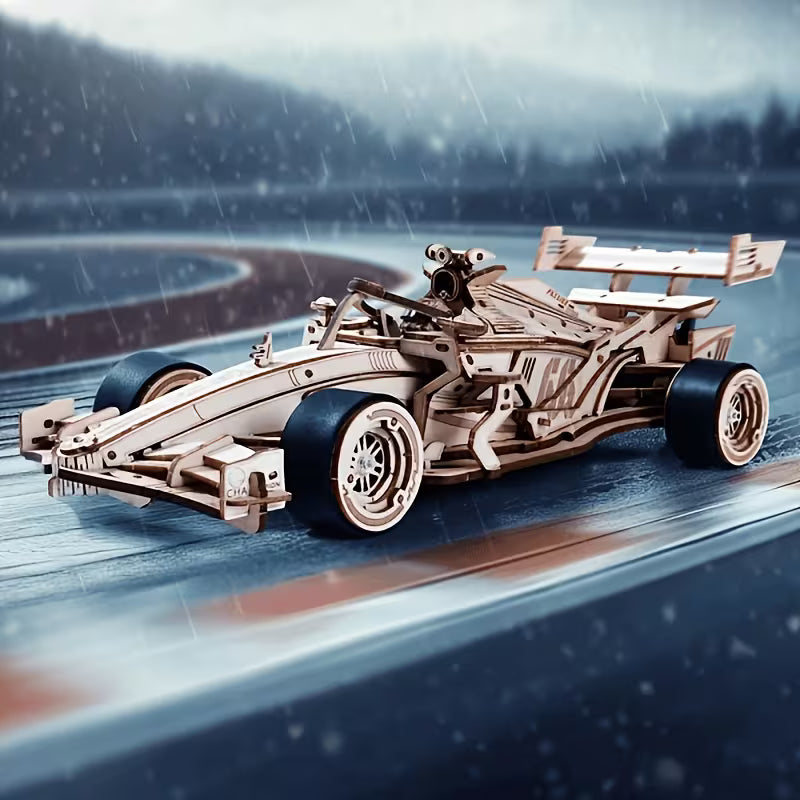 ROBOTIME 3D Wooden Puzzle, 1:18 Scale Wooden Racing Car Model, Wooden Mechanical Model Car Kit, Christmas Gifts for Adults