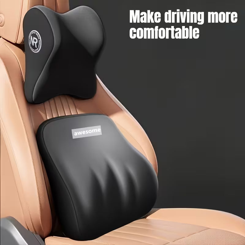 Ultra-Soft Car Seat Cushion Set with Adjustable Lumbar Support And U-Shaped Neck Pillow, Essential for Road Trips to Relieve Pressure And Provide Support