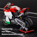 Red White Motorcycle Model Building Set It's a Delightful Home Desktop Decoration and Collectible.