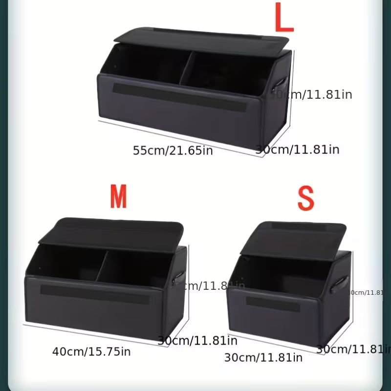 2pcs Car Trunk Organizer Set, Faux Leather Storage Bins, Extra Large Size, Lid Included