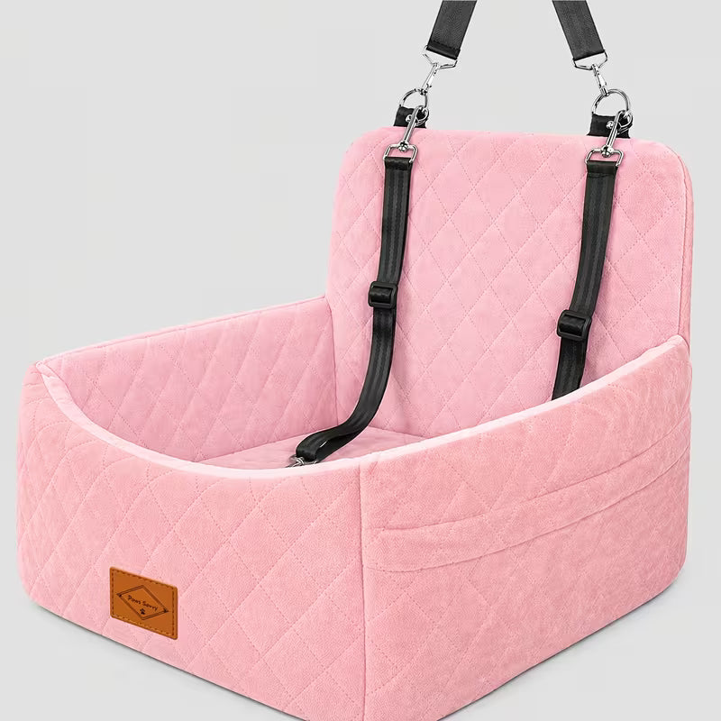 Paws Savvy Dog Car Booster Seat With Safety Strap, Cozy Travel Bed For Small & Medium Dogs