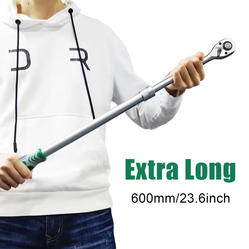 Extra Long 1/2-Inch Drive Extendable Ratchet Wrench, Socket Wrench, Quick Release 72-Tooth Reversible for Auto Car Motorcycle Repair Tools Mechanical Tool Maximum 600Mm