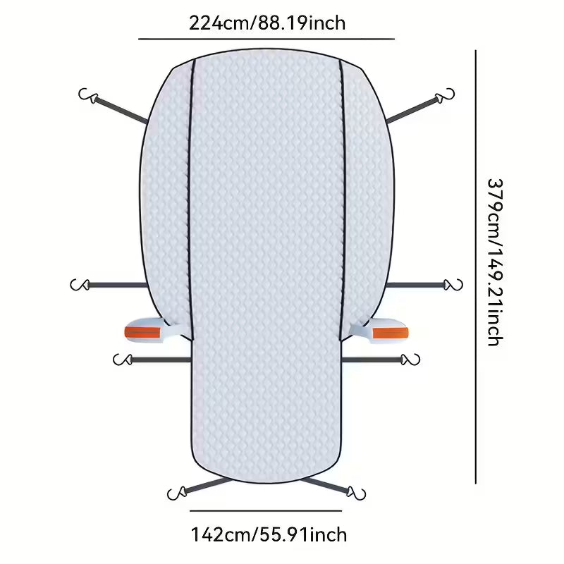 Car Windshield Snow & Sun Shade, Winter Snow/Frost-Proof, Summer Sun-Block, Full Coverage Oxford Cloth