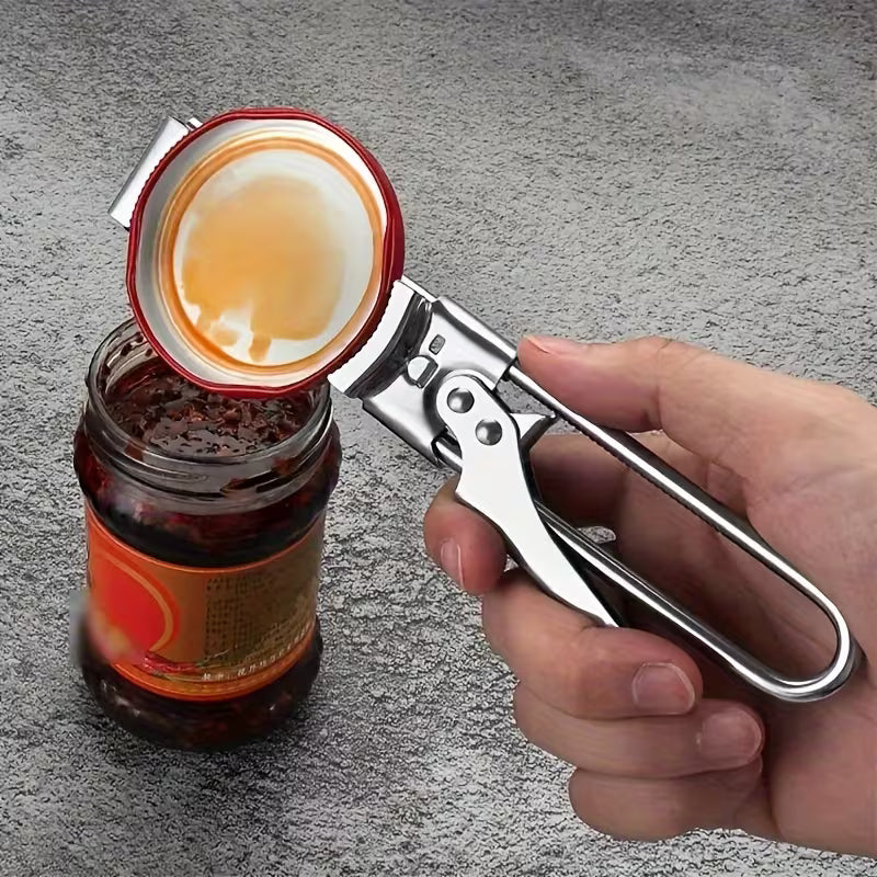1pc Stainless Steel Labor-Saving Bottle Opener, Anti-Slip Adjustable Can Opener, Twist Cap Opener Kitchen Tool