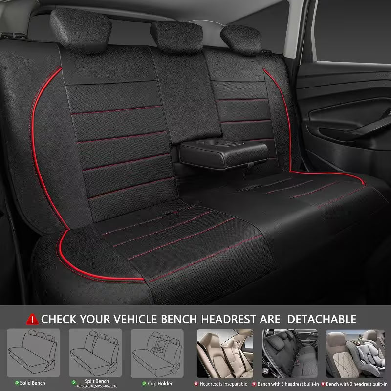 Universal Faux Leather Rear Car Seat Cover Waterproof Bench Seat Protector