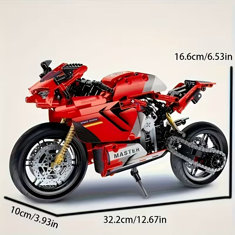 1089PCS Red Motorcycle Building Blocks