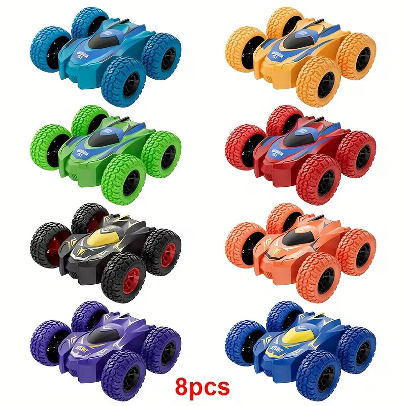 8pcs 360° Rotating Stunt Cars, Friction Powered Toy Cars