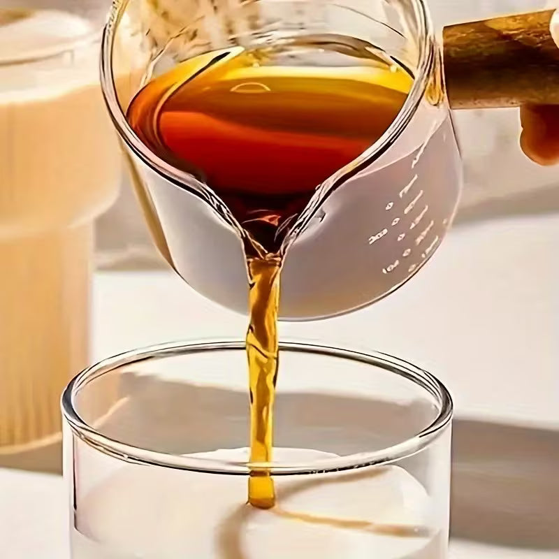 SHAON Double-Mouthed Woodballs Coffee Cup, 100ml/3.5oz Double-Graduated Measuring Cup, Pointed Coffee Cup, Milk Foam Pot