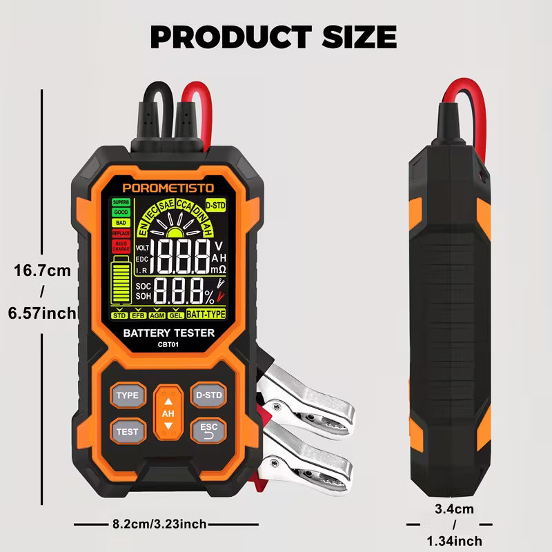 Battery Tester 12V/24V MAX 36V Battery Analysis Test Tool, Digital Tester for STD, EFB, AGM, GEL Batteries, Precision Measurement Battery Tester