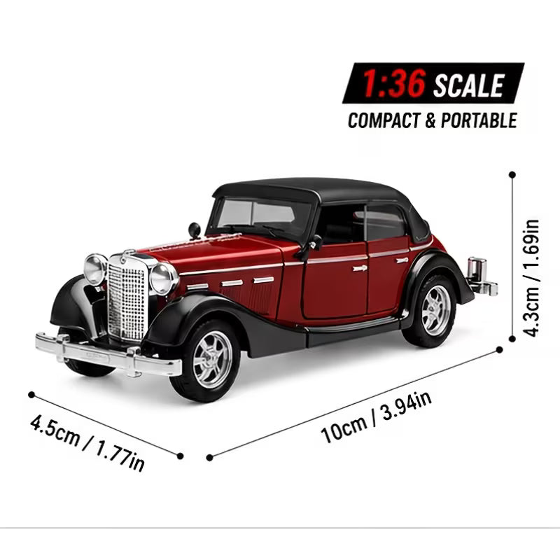 MQUDUO 2-Pack 1:36 Die-Cast Toy Cars, Red & Green Pull-Back Classic Car Models