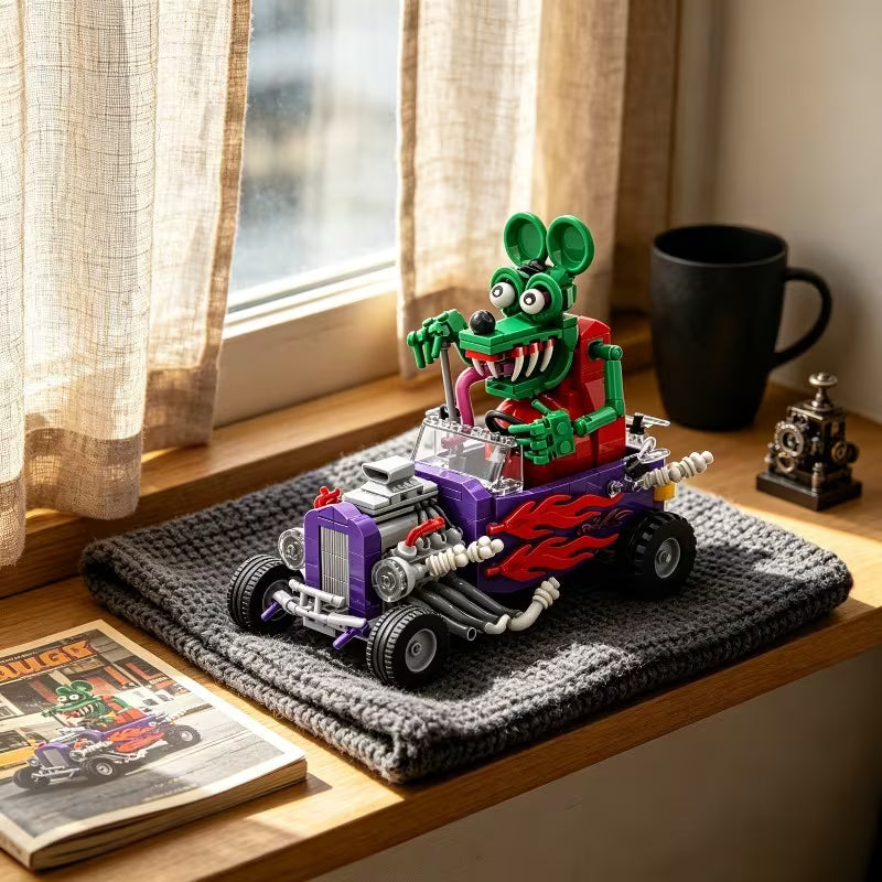 1005pcs retro flame car building blocks set back-to-school, birthday gift, christmas holiday present
