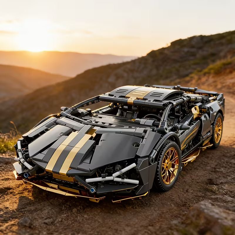 1305Pcs 1:14 Black Gold Sports Car Building Set