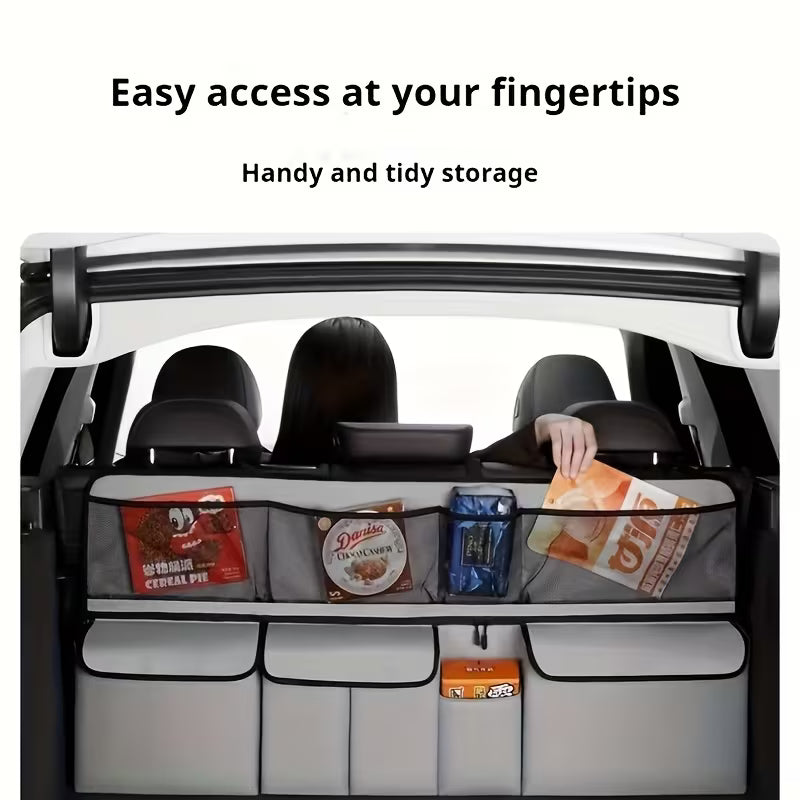 Car Trunk Organizer Bag Large Capacity Hanging Auto Storage Bag SUV Rear Seat Back Mesh Pocket