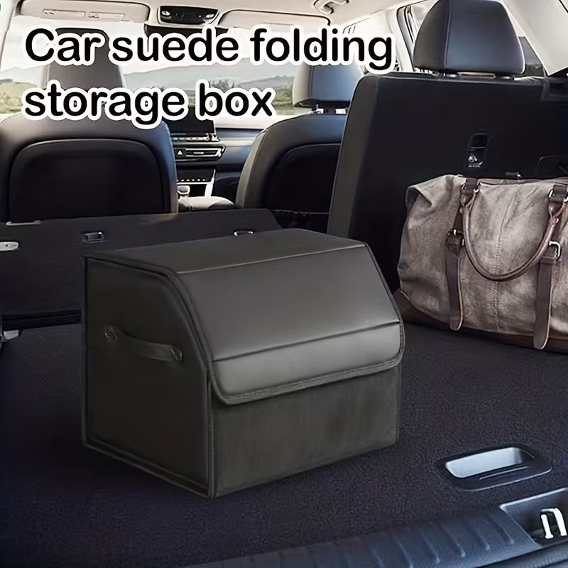 2pcs Car Trunk Organizer Set, Faux Leather Storage Bins, Extra Large Size, Lid Included
