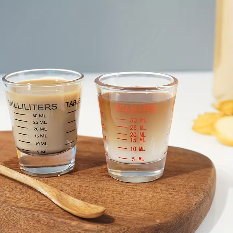 Heavy-Duty Glass Measuring Cup, 1oz/30ml, Microwave Safe, Ideal for Espresso & Wine, Kitchen Essential