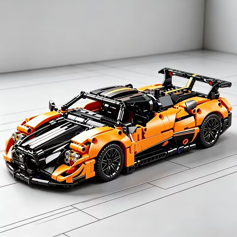 1 Model Building Compatible for STEM Toy - Orange & Black Convertible Supercar Set with Layered Detachable Body, Mechanical Building System Suitable for,, Collectors, Gifts